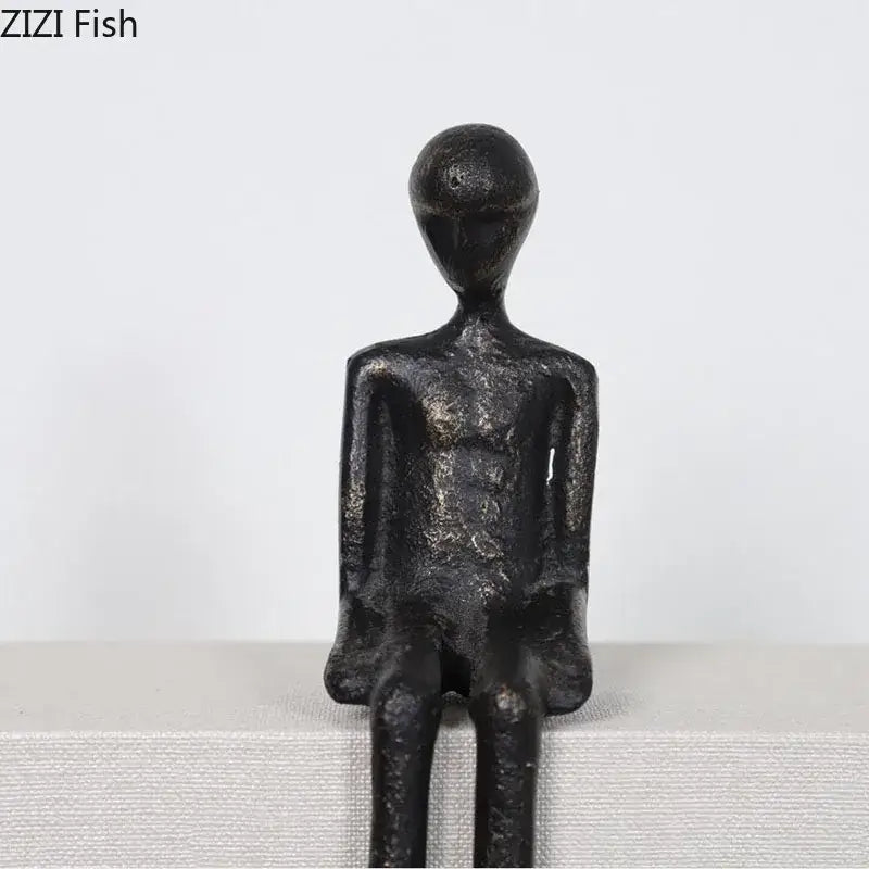 Minimalist black character metal statue living room desk ornament