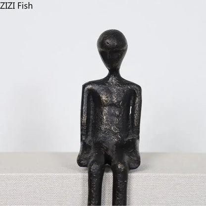 Minimalist black character metal statue living room desk ornament