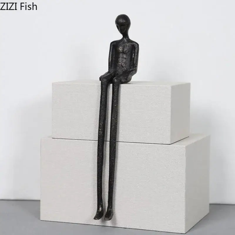 Minimalist black character metal statue living room desk ornament