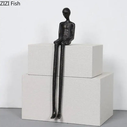 Minimalist black character metal statue living room desk ornament