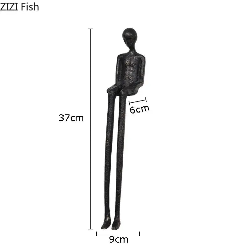 Minimalist black character metal statue living room desk ornament
