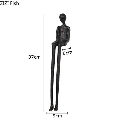 Minimalist black character metal statue living room desk ornament