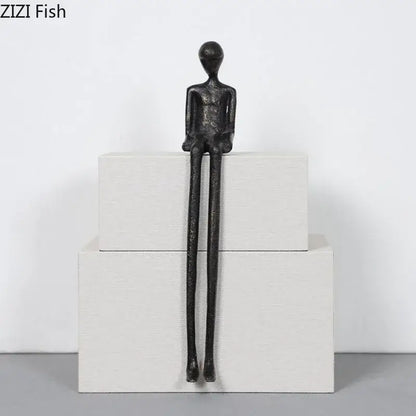 Minimalist black character metal statue living room desk ornament