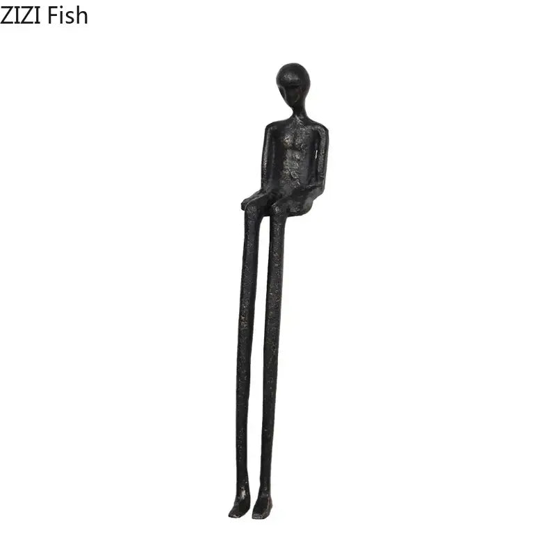 Minimalist black character metal statue living room desk ornament