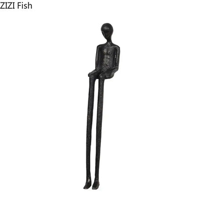 Minimalist black character metal statue living room desk ornament