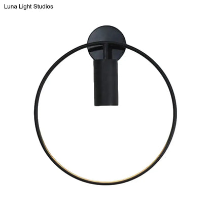 Minimalist black circular metal sconce – living room wall light