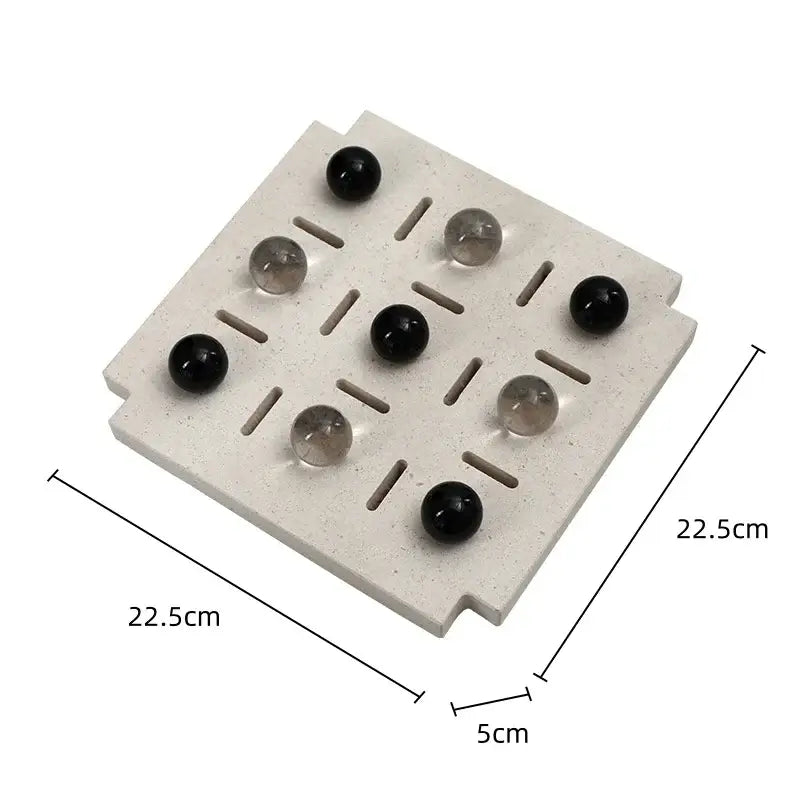 Minimalist black & clear geometric glass bead chess set living room
