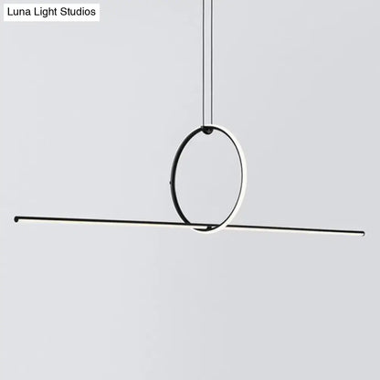 Minimalist black contemporary metal led pendant light for office