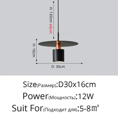 Minimalist black & copper iron art led chandelier bedroom pendant light