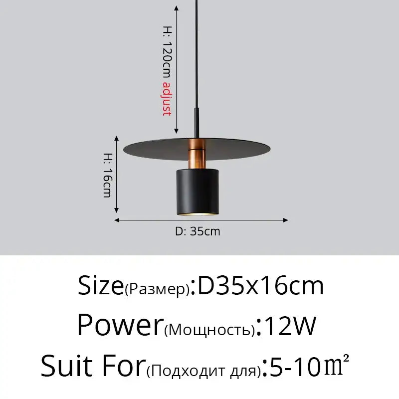 Minimalist black & copper iron art led chandelier bedroom pendant light