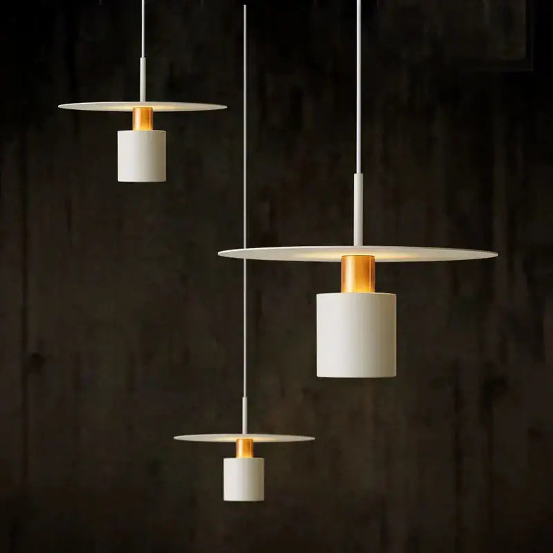 Minimalist black & copper iron art led chandelier bedroom pendant light