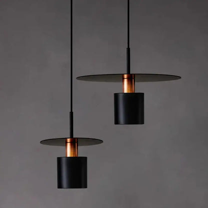 Minimalist black & copper iron art led chandelier bedroom pendant light