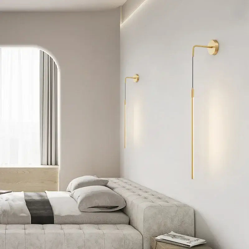 Minimalist black copper wall lamp bedroom sleek circular light