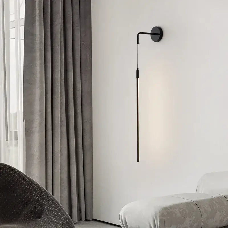 Minimalist black copper wall lamp bedroom sleek circular light