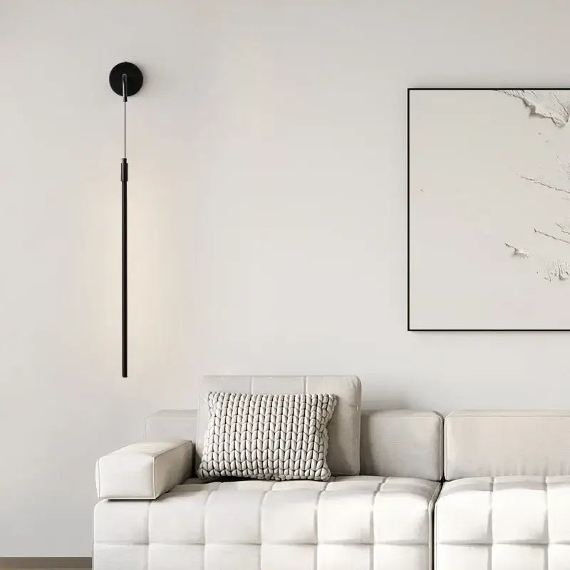 Minimalist black copper wall lamp bedroom sleek circular light