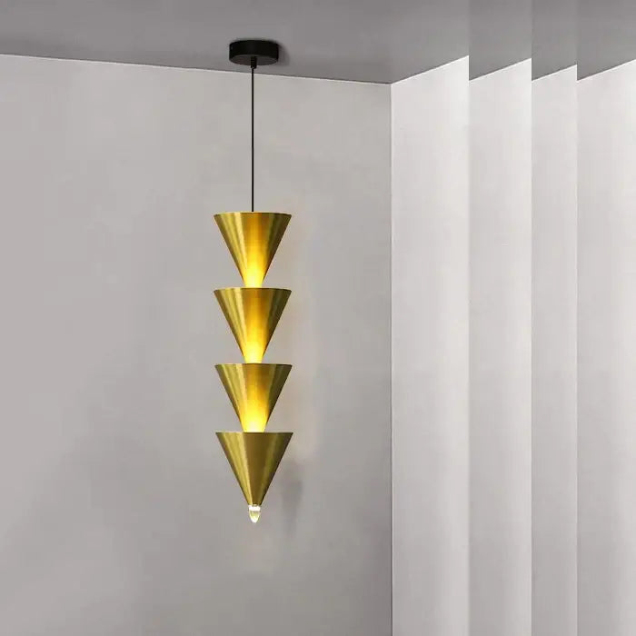 Minimalist black & cream bedroom chandelier stacked conical light