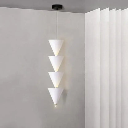 Minimalist black & cream bedroom chandelier stacked conical light