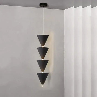 Minimalist black & cream bedroom chandelier stacked conical light