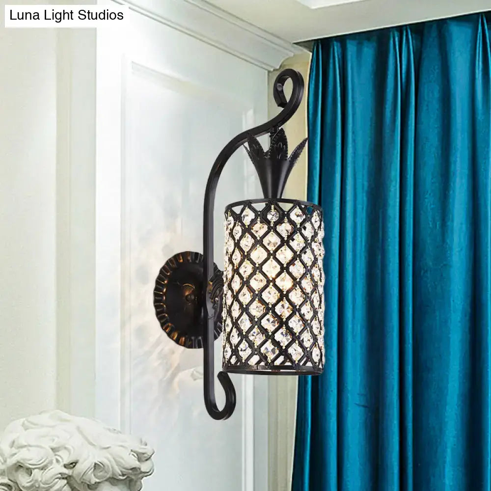 Minimalist black crystal square sconce bedroom 110v-120v wall light