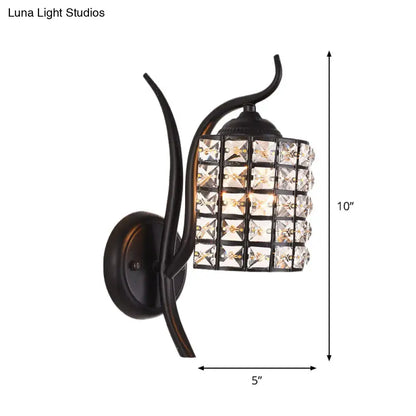Minimalist black crystal square sconce bedroom 110v-120v wall light