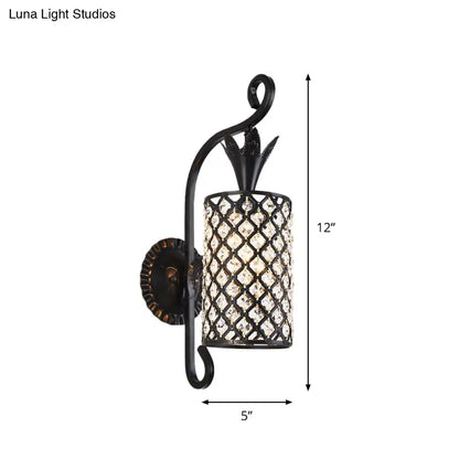 Minimalist black crystal square sconce bedroom 110v-120v wall light