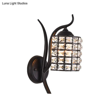Minimalist black crystal square sconce bedroom 110v-120v wall light