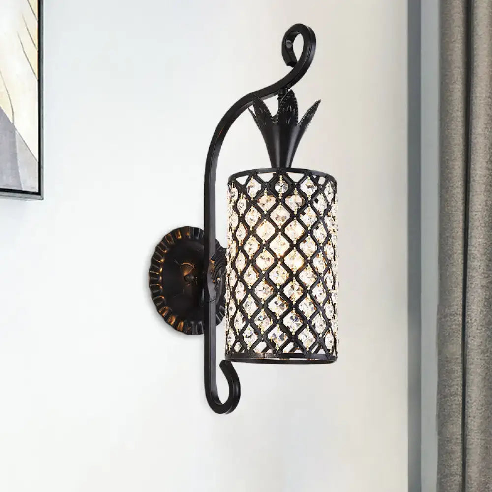 Minimalist black crystal square sconce bedroom 110v-120v wall light