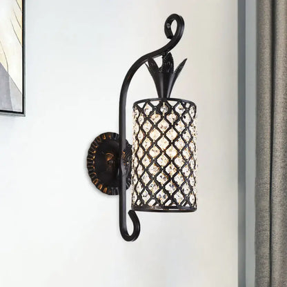 Minimalist black crystal square sconce bedroom 110v-120v wall light