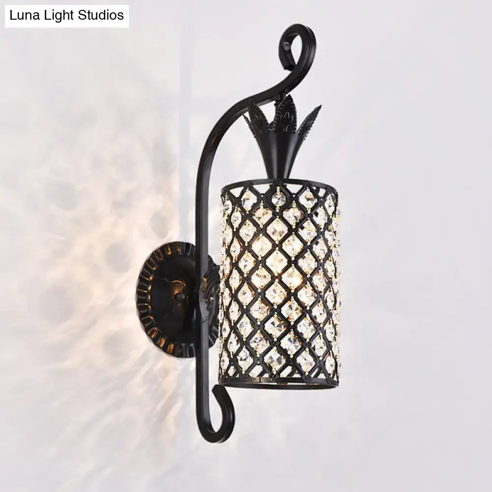 Minimalist black crystal square sconce bedroom 110v-120v wall light