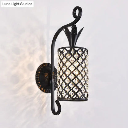 Minimalist black crystal square sconce bedroom 110v-120v wall light