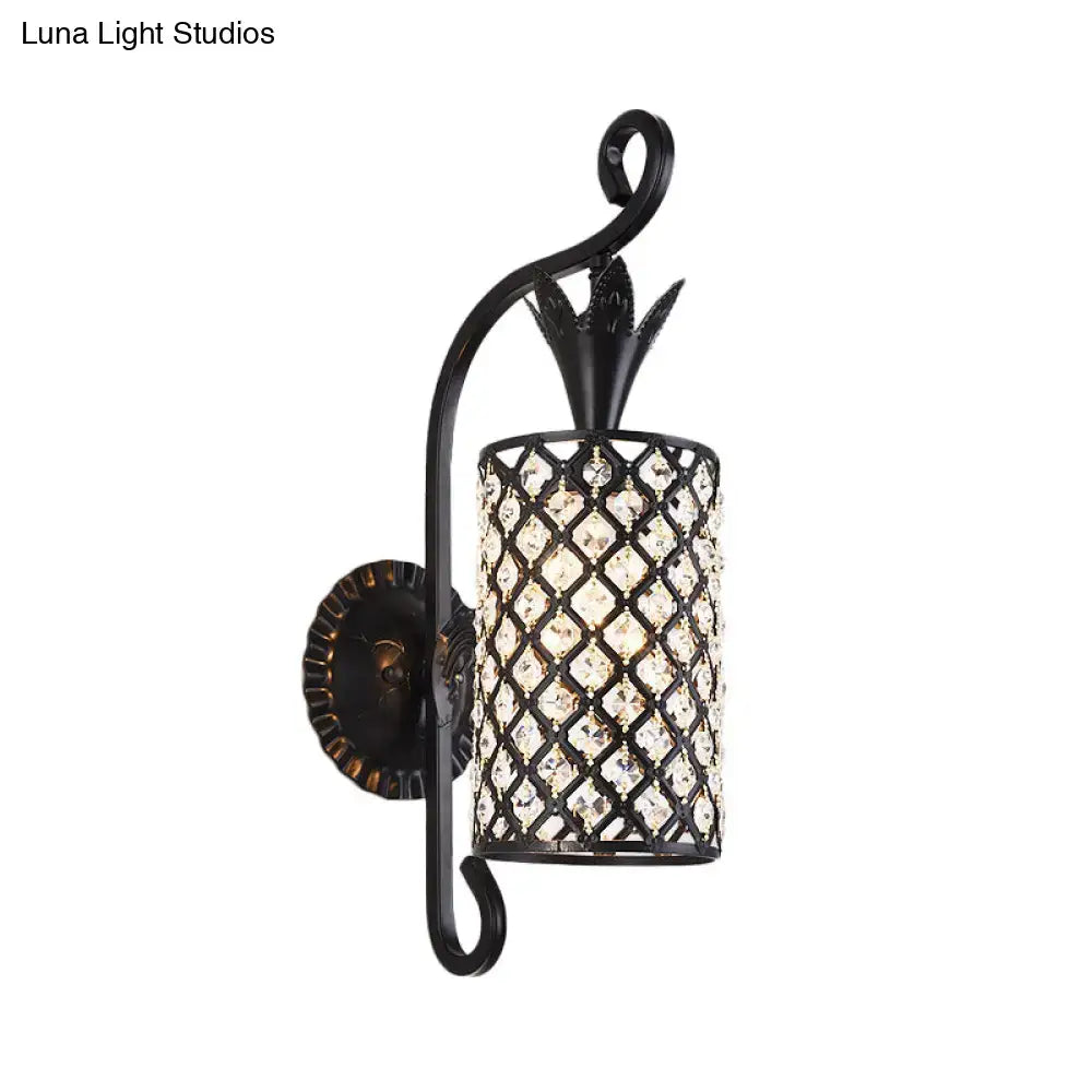 Minimalist black crystal square sconce bedroom 110v-120v wall light