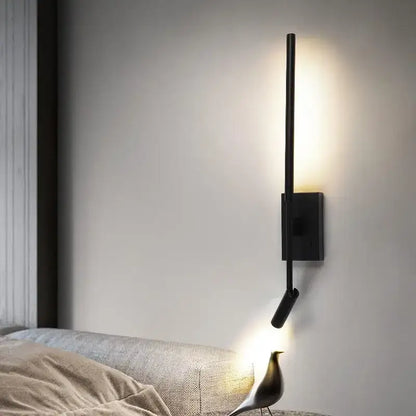 Minimalist black decorative led wall lamp bedroom adjustable spotlight