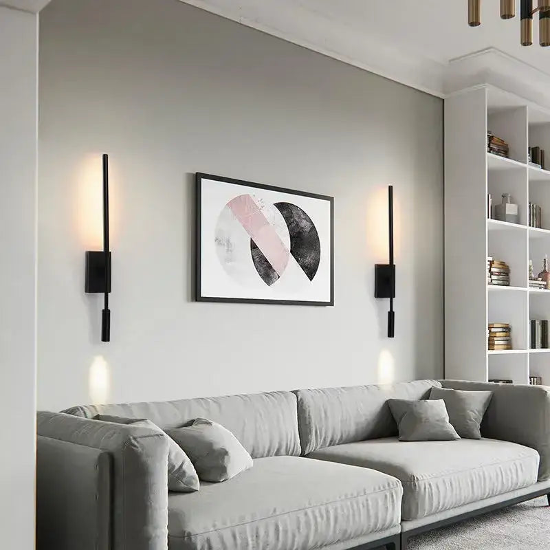 Minimalist black decorative led wall lamp bedroom adjustable spotlight