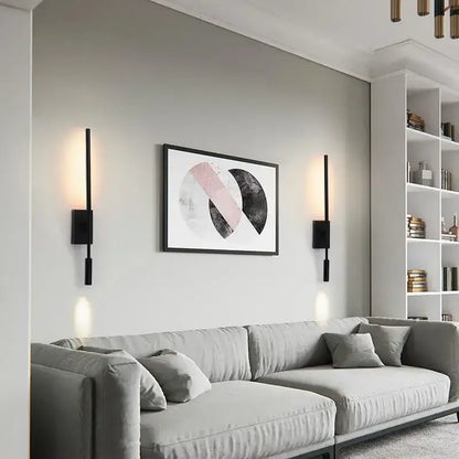 Minimalist black decorative led wall lamp bedroom adjustable spotlight