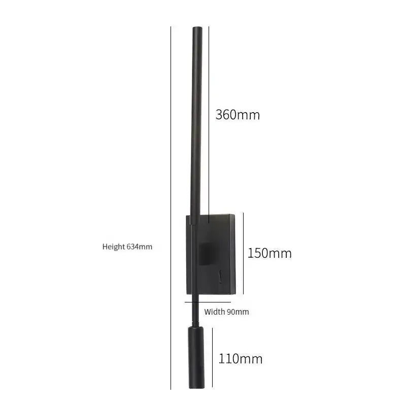 Minimalist black decorative led wall lamp bedroom adjustable spotlight