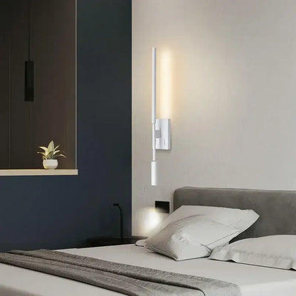 Minimalist black decorative led wall lamp bedroom adjustable spotlight