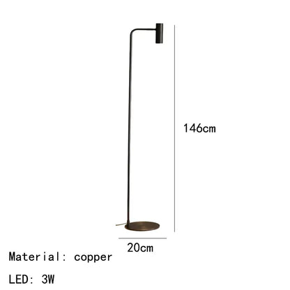Minimalist black brass floor light bedroom curved lamp