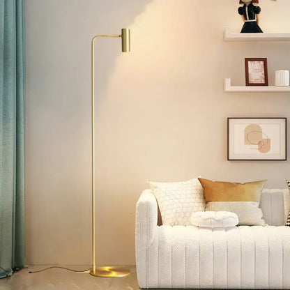 Minimalist black brass floor light bedroom curved lamp