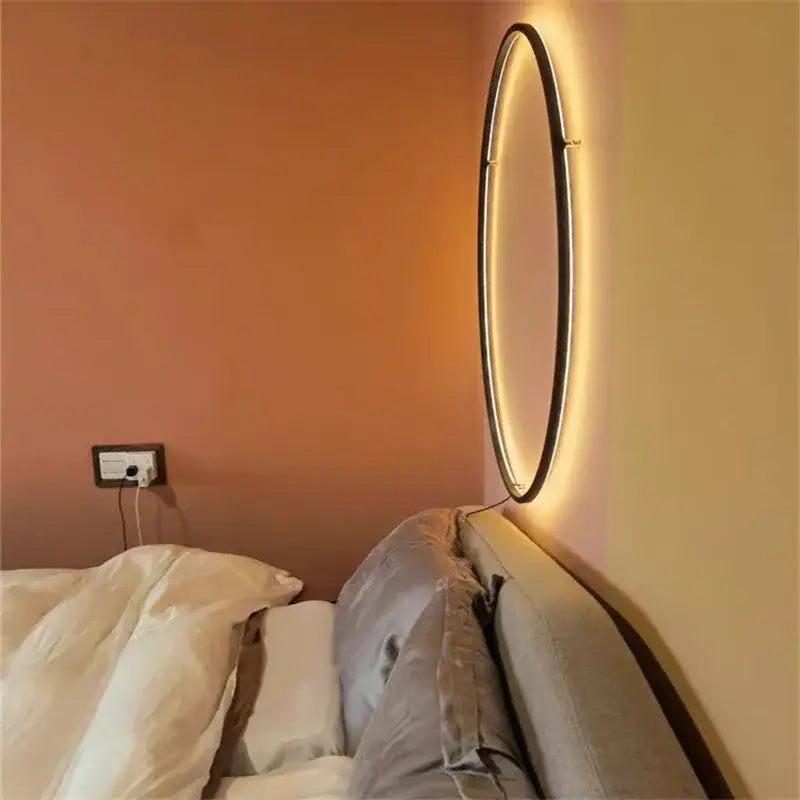Minimalist black designer ring led wall light for living room