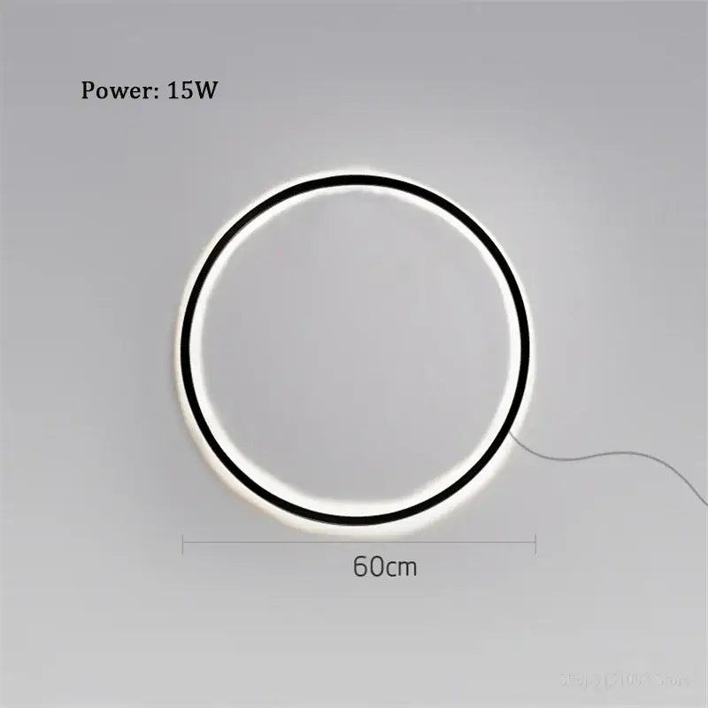 Minimalist black designer ring led wall light for living room