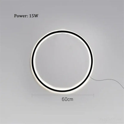 Minimalist black designer ring led wall light for living room