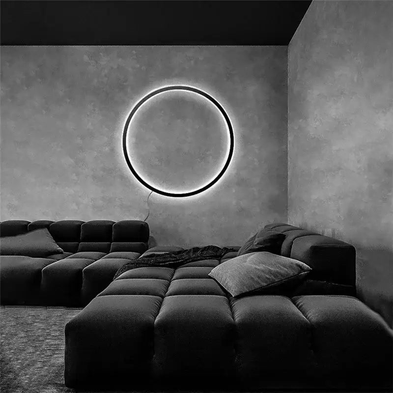 Minimalist black designer ring led wall light for living room