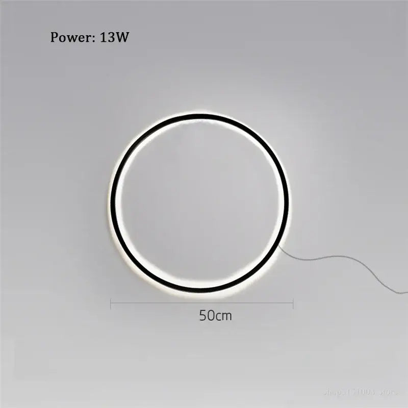 Minimalist black designer ring led wall light for living room