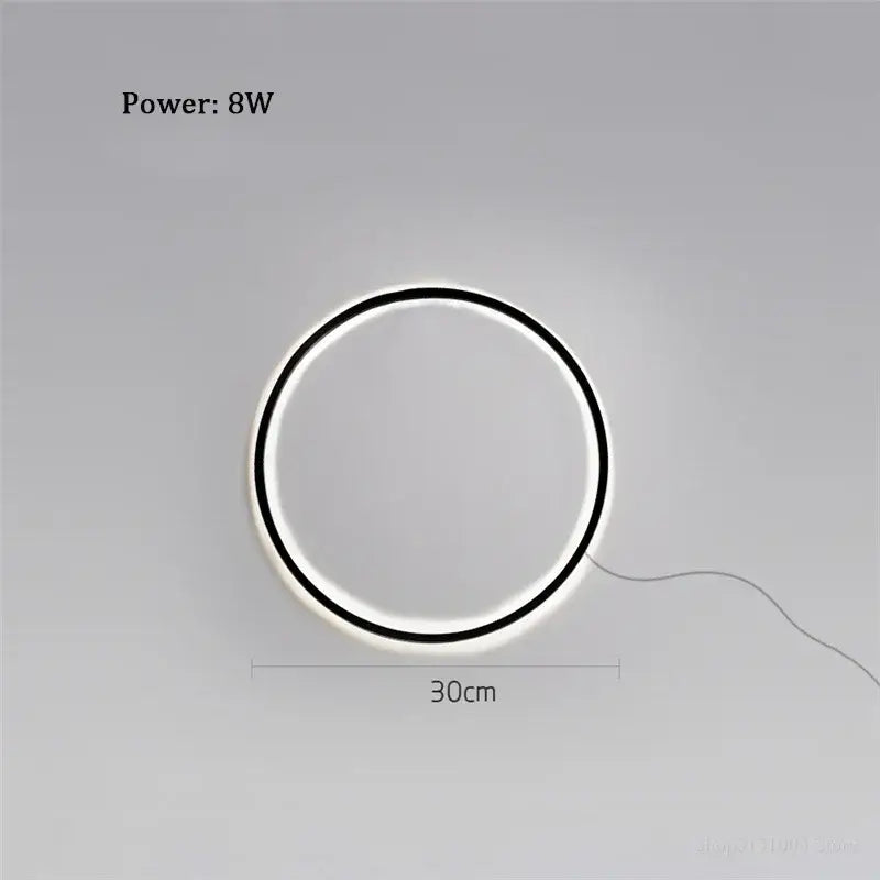 Minimalist black designer ring led wall light for living room