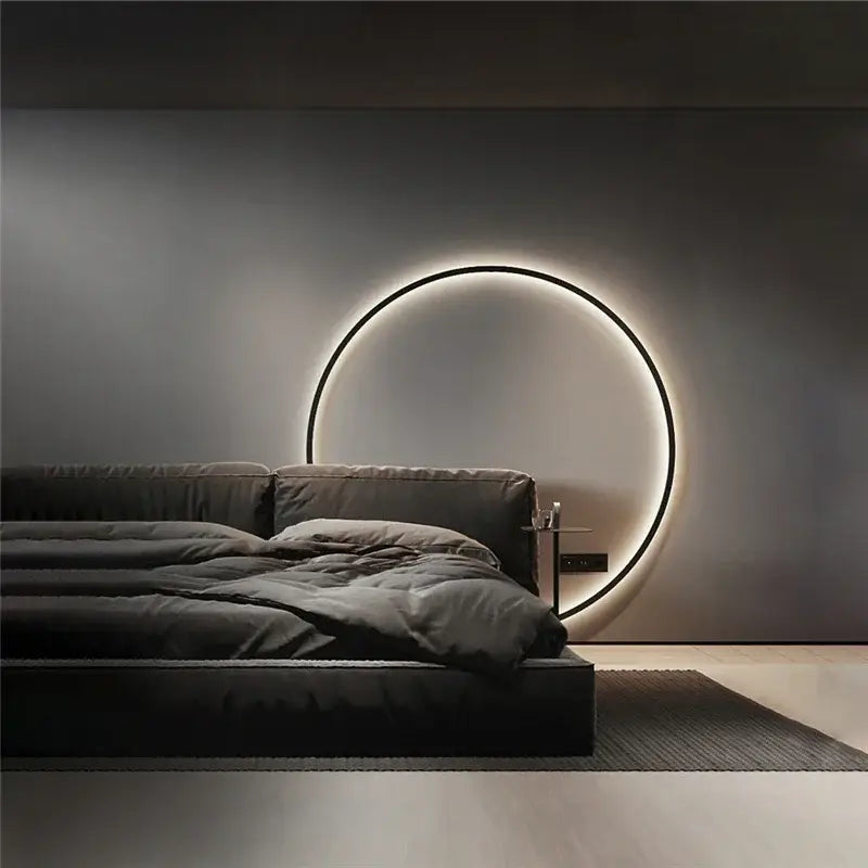 Minimalist black designer ring led wall light for living room