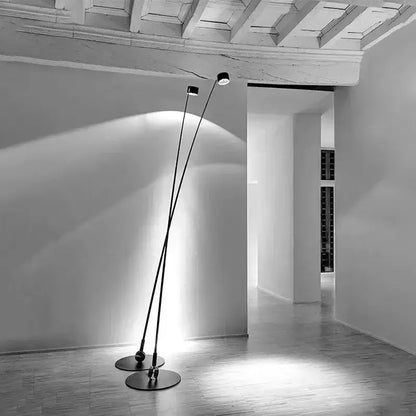 Minimalist black floor lamp with curved led arms for living room