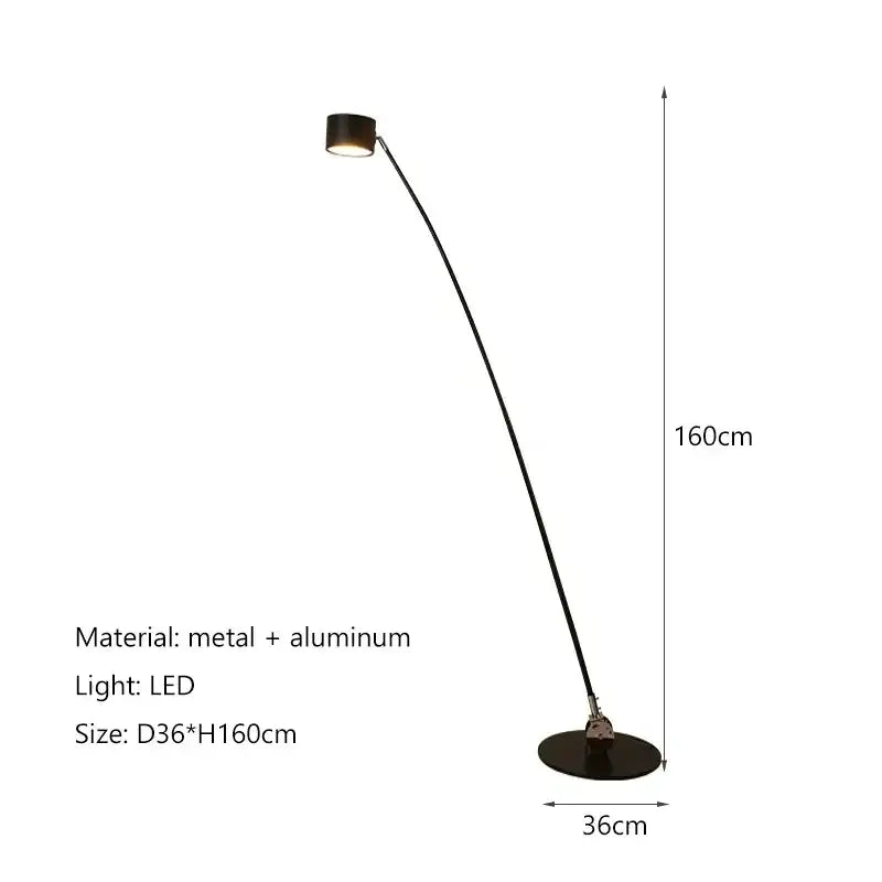Minimalist black floor lamp with curved led arms for living room