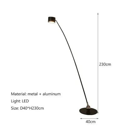 Minimalist black floor lamp with curved led arms for living room
