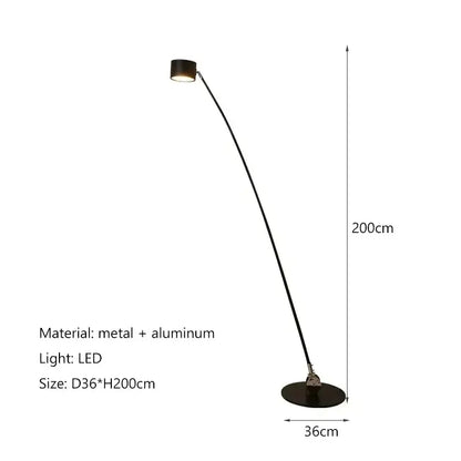 Minimalist black floor lamp with curved led arms for living room
