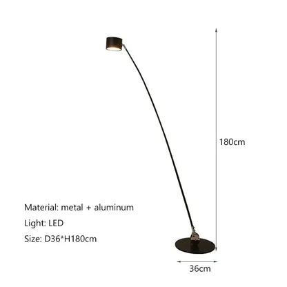 Minimalist black floor lamp with curved led arms for living room